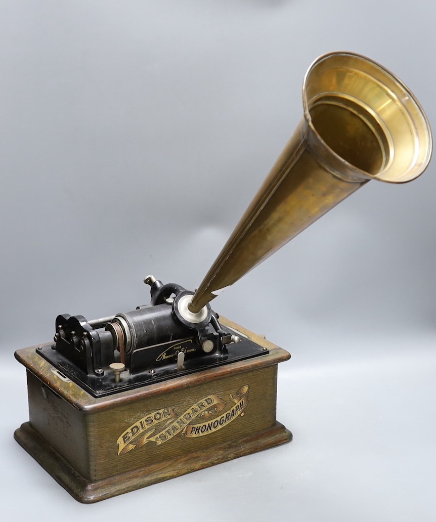 An Edison standard phonograph with horn
